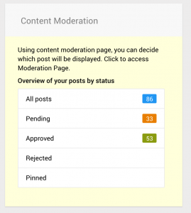 Publing Content Moderation Status table